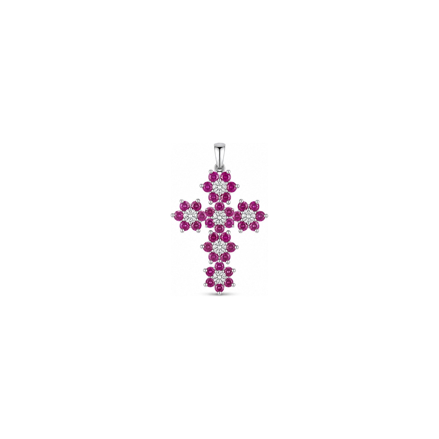 Ciondolo Oro Bianco Rubino Naturale 0.12ct