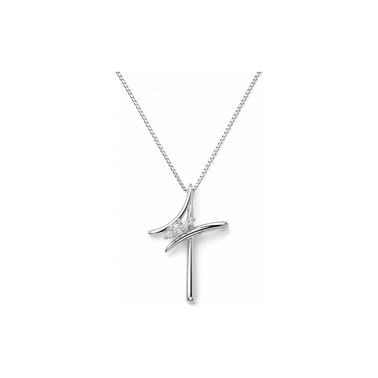 Collana Oro Bianco Diamante Naturale 0.02ct