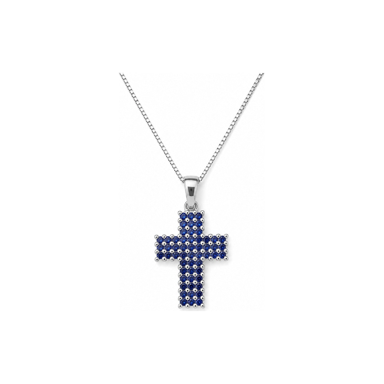Collana Oro Bianco Zaffiro Naturale 0.43ct