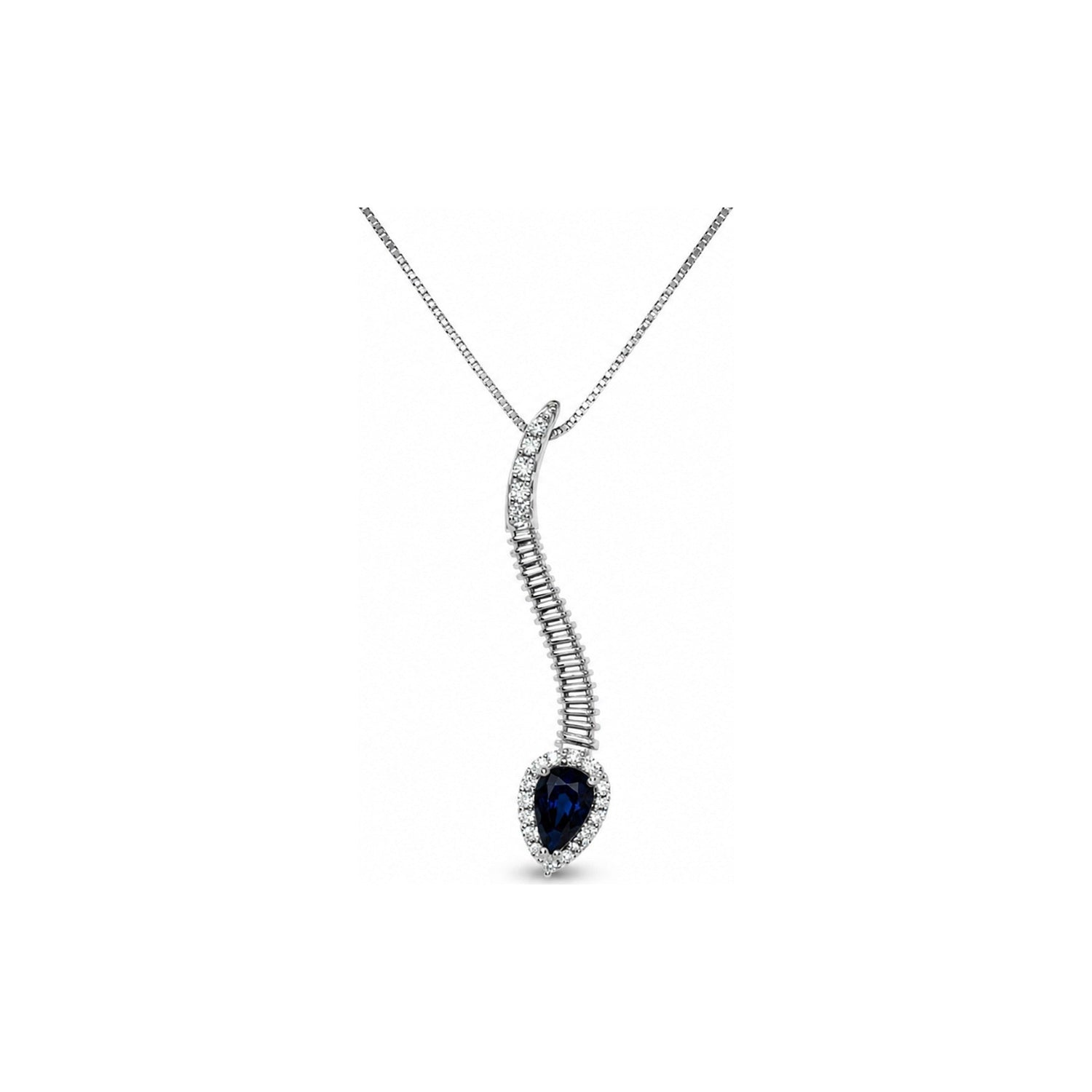 Collana Oro Bianco Zaffiro Naturale 0.15ct