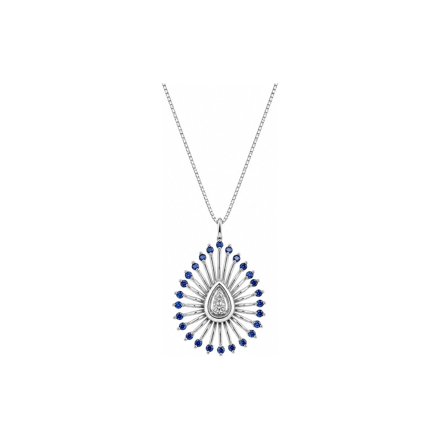 Collana Oro Bianco Zaffiro Naturale 0.02ct