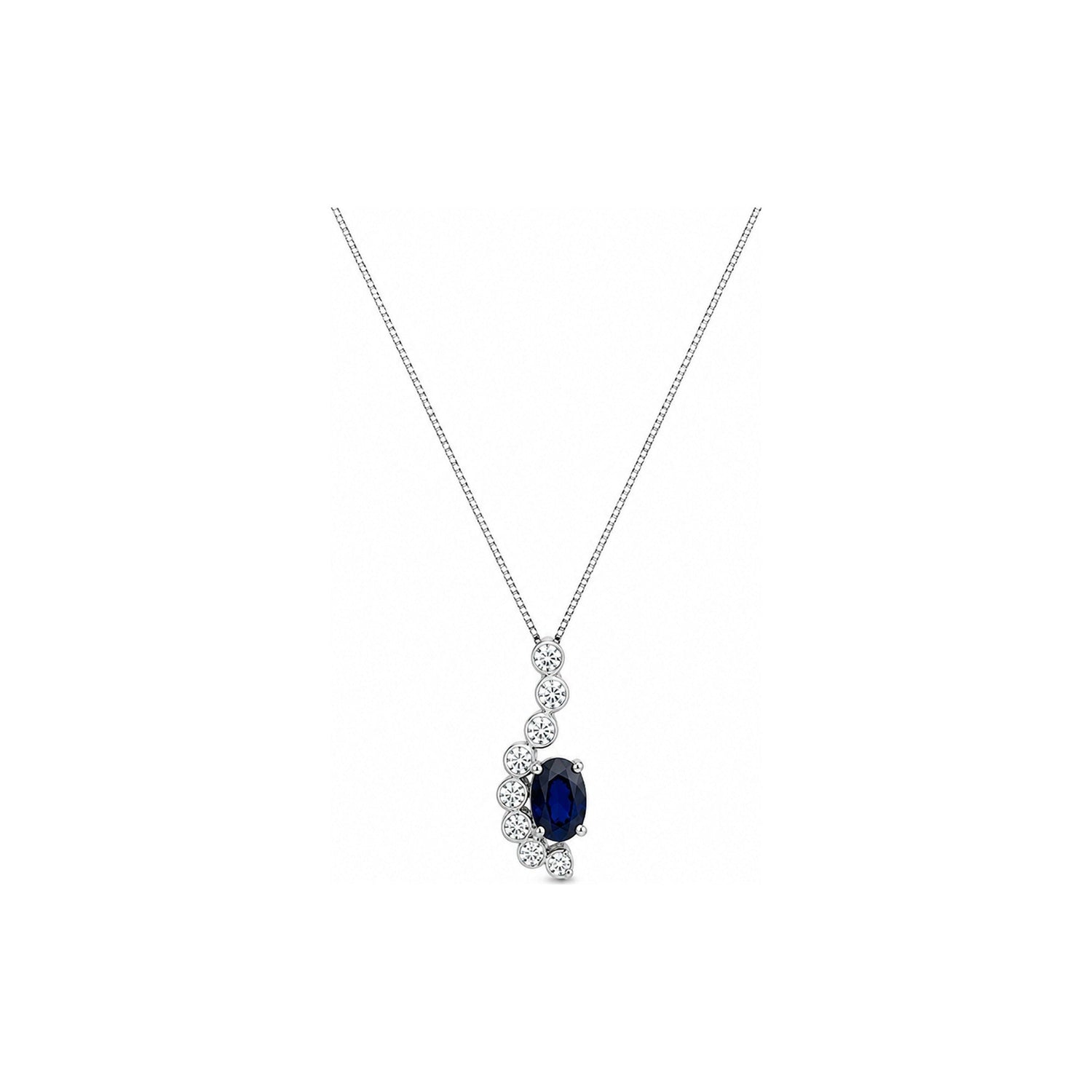 Collana Oro Bianco Zaffiro Naturale 0.06ct