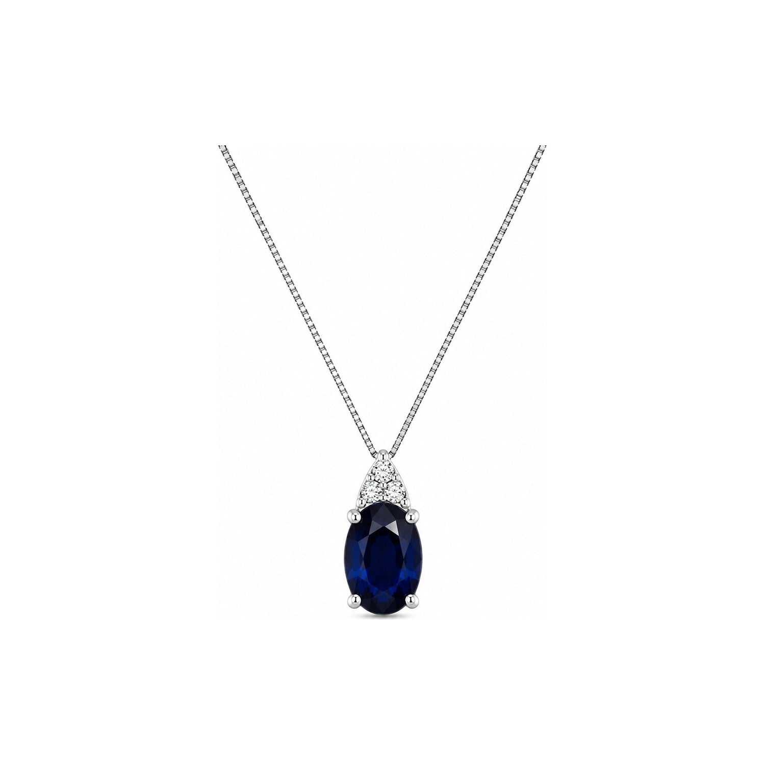 Collana Oro Bianco Zaffiro Naturale 0.05ct