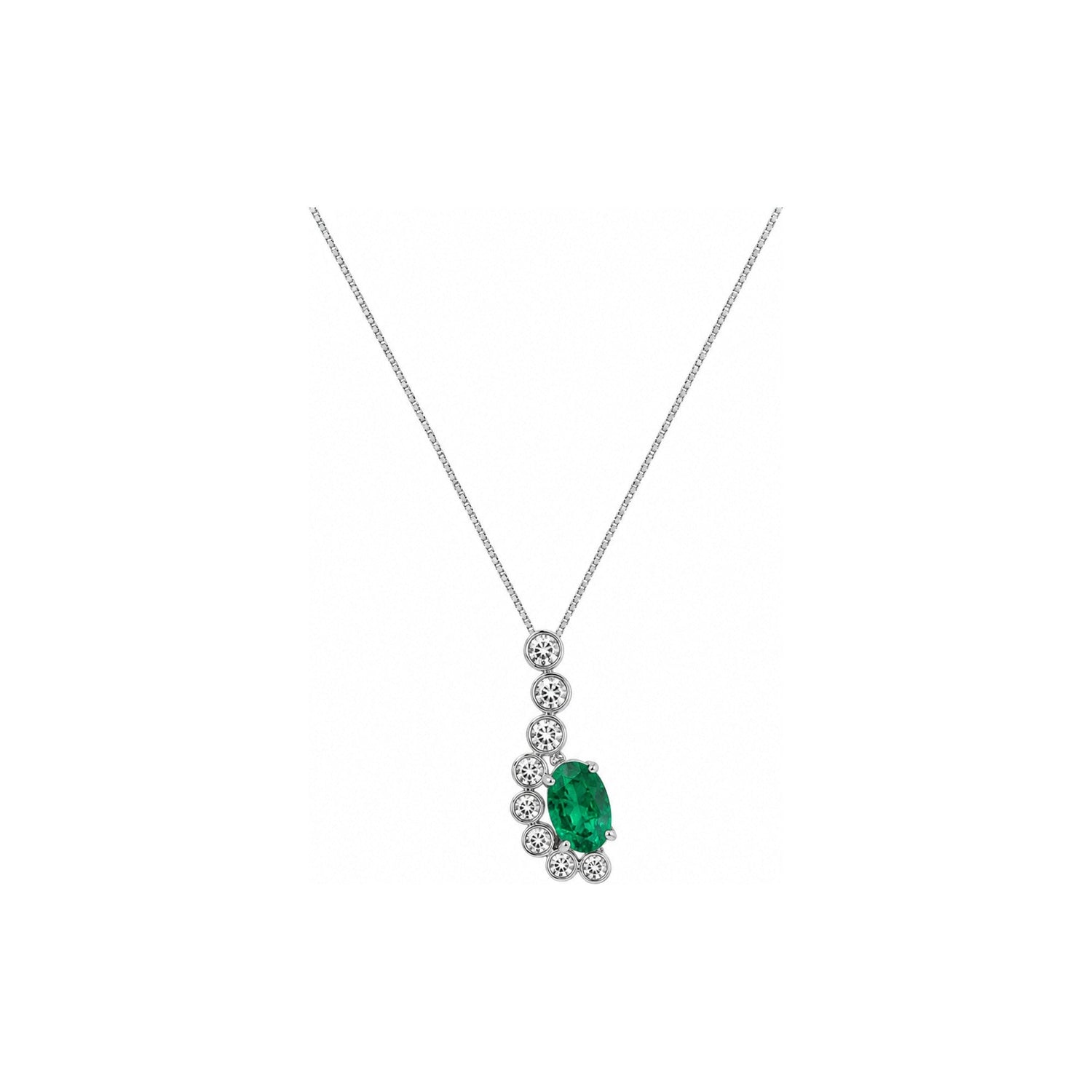 Collana Oro Bianco Smeraldo Naturale 0.44ct