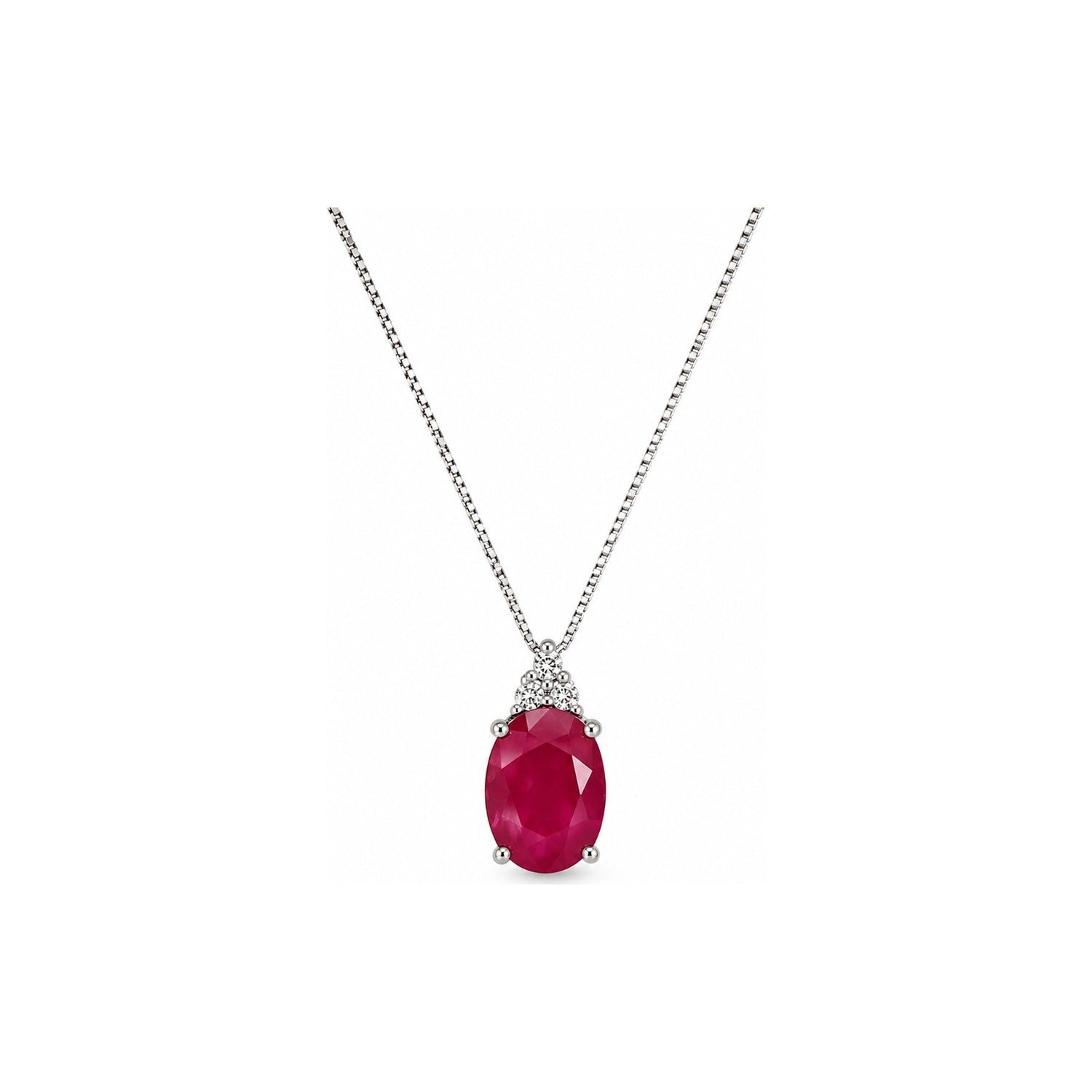 Collana Oro Bianco Rubino Naturale 0.04ct