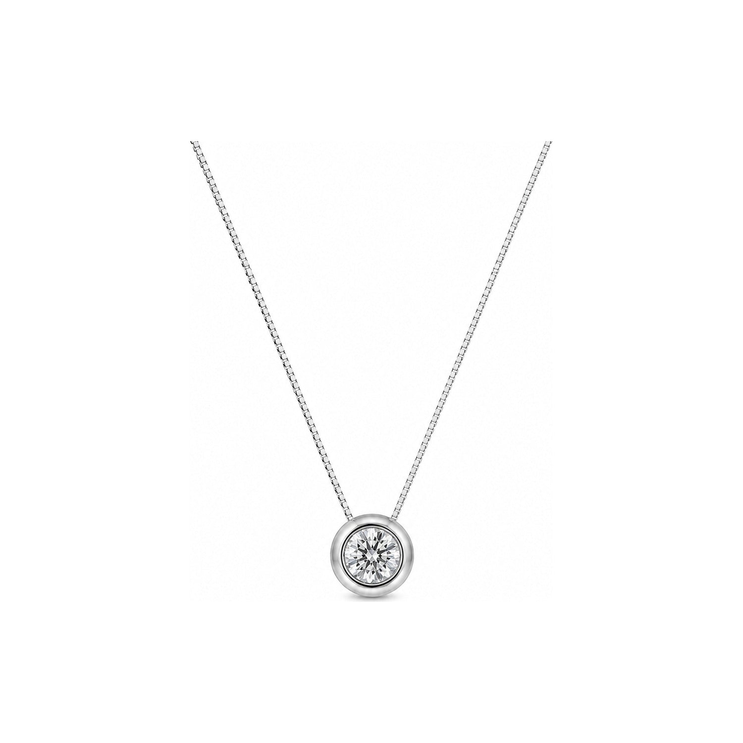 Collana Oro Bianco Diamante Naturale 0.25ct