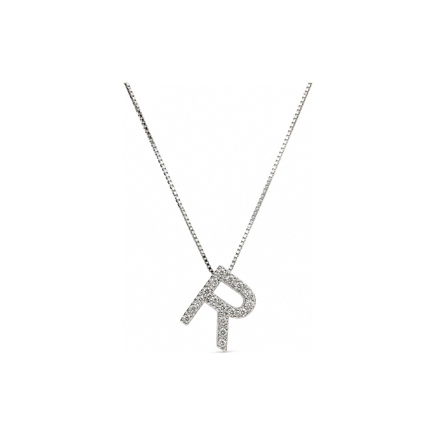 Collana Oro Bianco Diamante Naturale 0.07ct