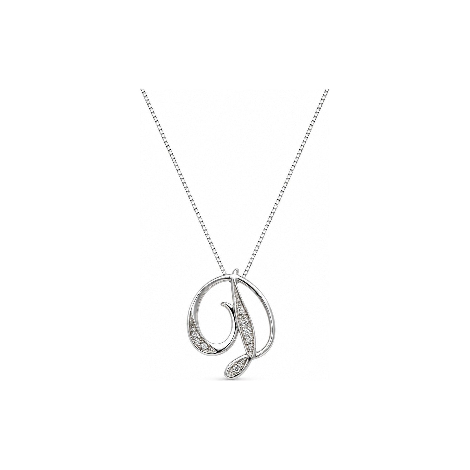 Collana Oro Bianco Diamante Naturale 0.04ct