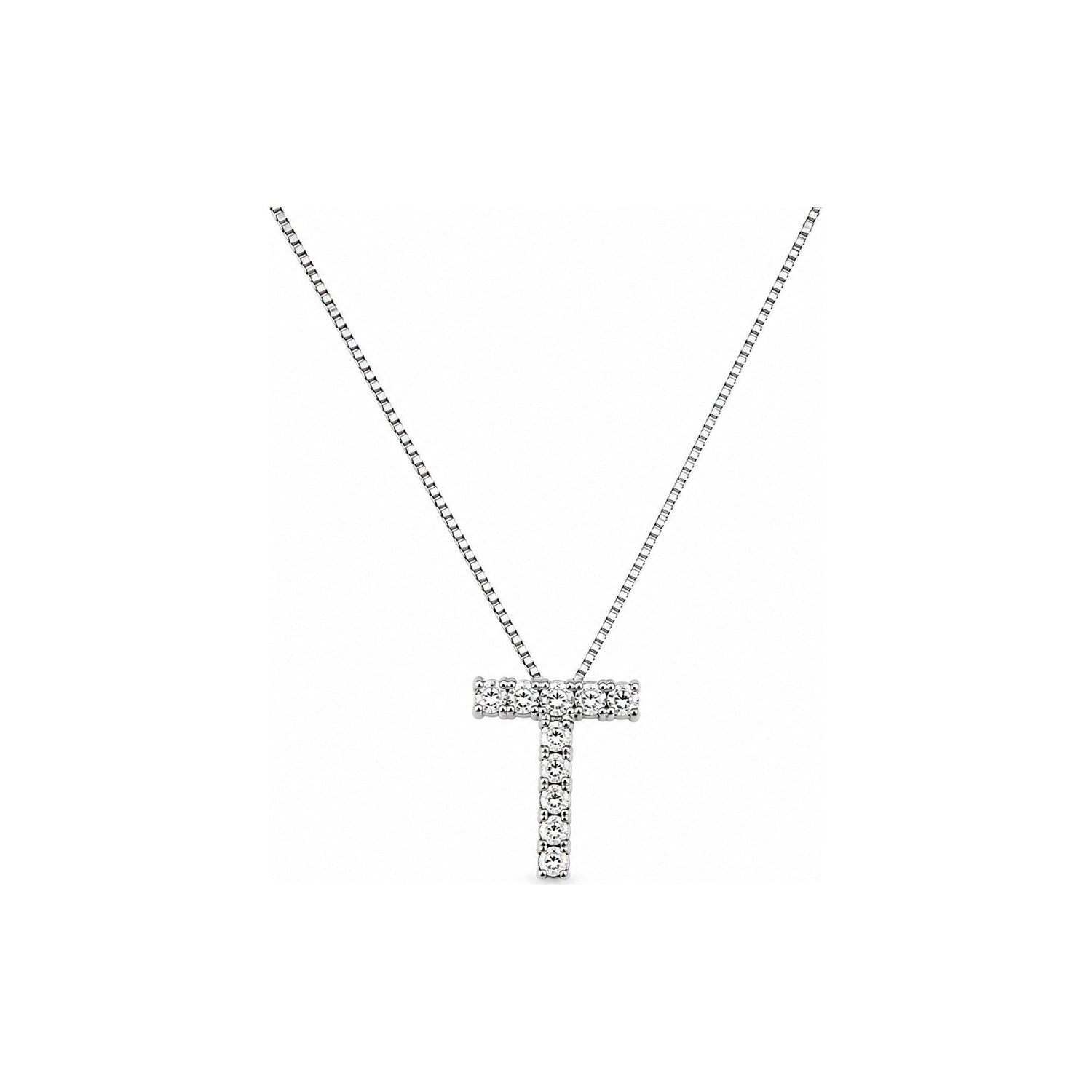 Collana Oro Bianco Diamante Naturale 0.12ct