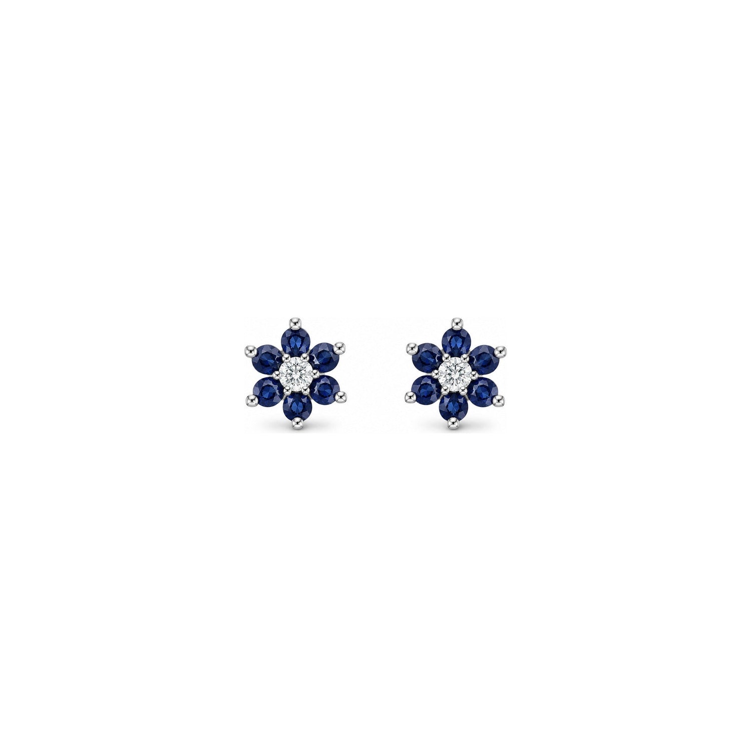 Orecchini Oro Bianco Zaffiro Naturale 0.10ct
