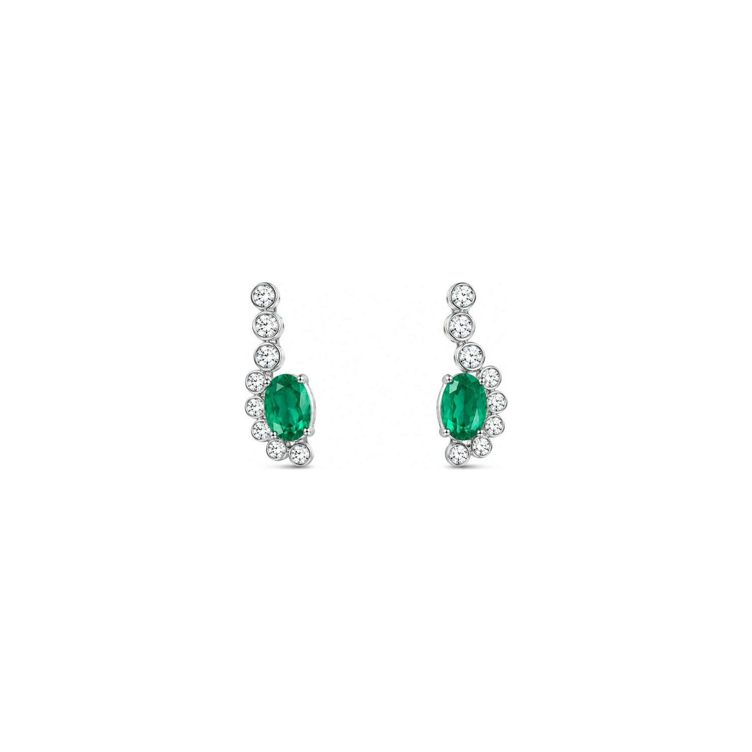 Orecchini Oro Bianco Smeraldo Naturale 0.13ct