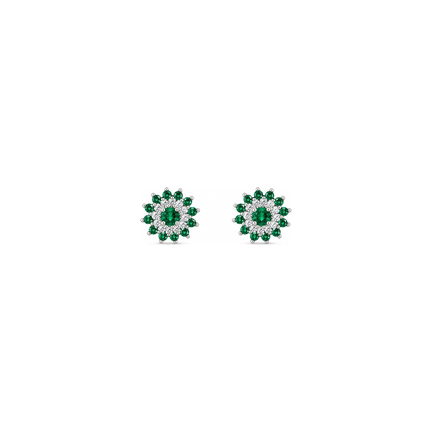 Orecchini Oro Bianco Smeraldo Naturale 0.30ct