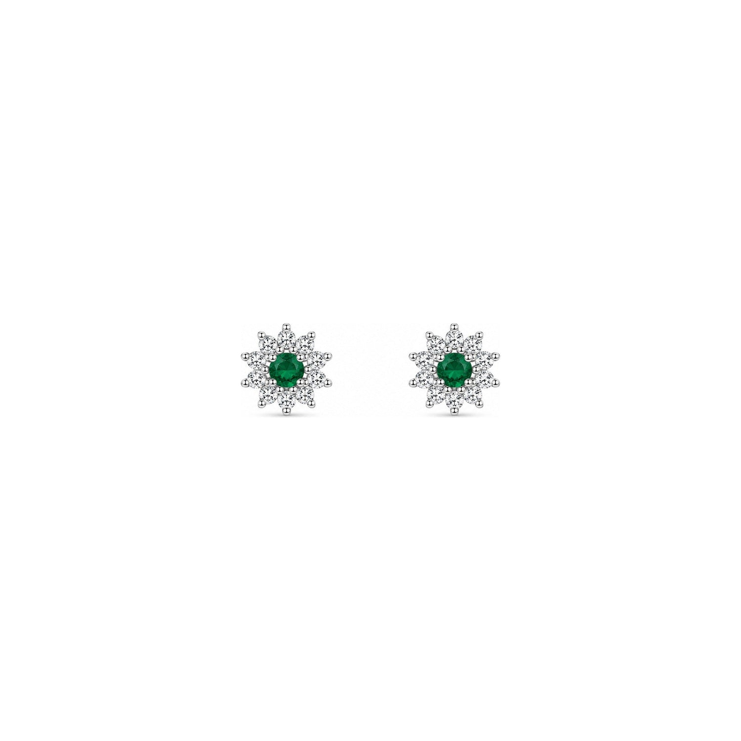 Orecchini Oro Bianco Smeraldo Naturale 0.15ct