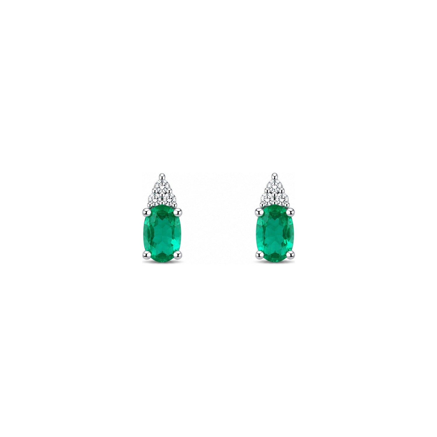 Orecchini Oro Bianco Smeraldo Naturale 0.05ct