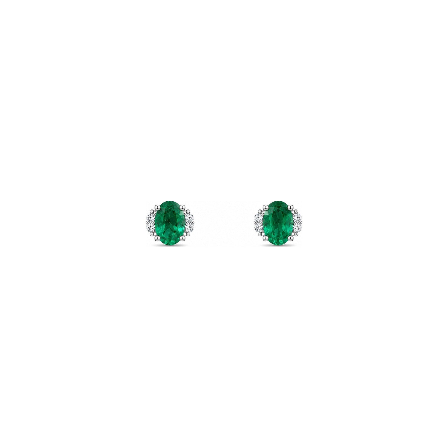 Orecchini Oro Bianco Smeraldo Naturale 0.09ct