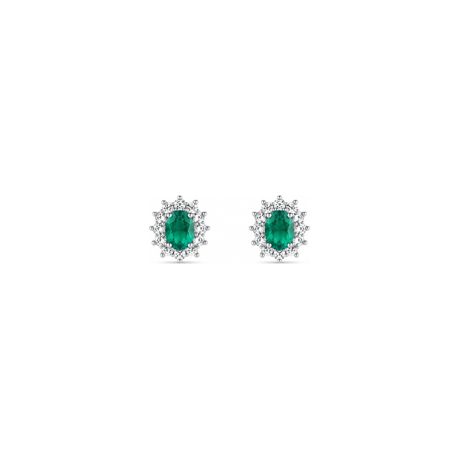 Orecchini Oro Bianco Smeraldo Naturale 0.05ct