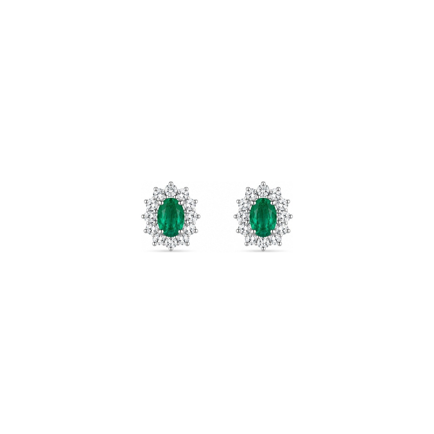Orecchini Oro Bianco Smeraldo Naturale 0.06ct
