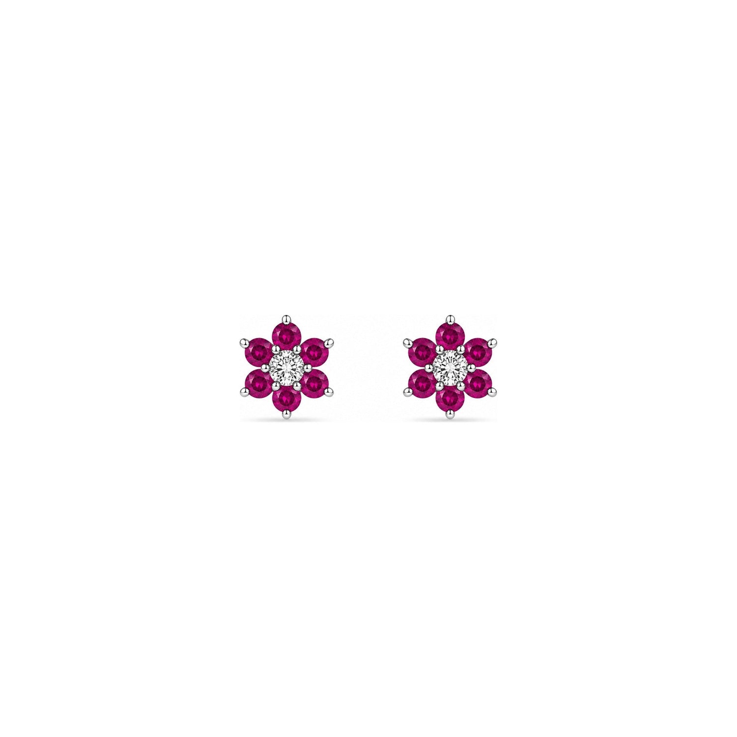 Orecchini Oro Bianco Pietra colore rosa-rosso (codice "TER" non standard, verosimile rubino) Naturale 0.10ct