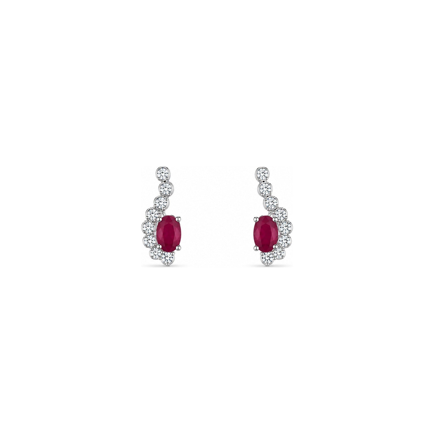 Orecchini Oro Bianco Rubino Naturale 0.13ct