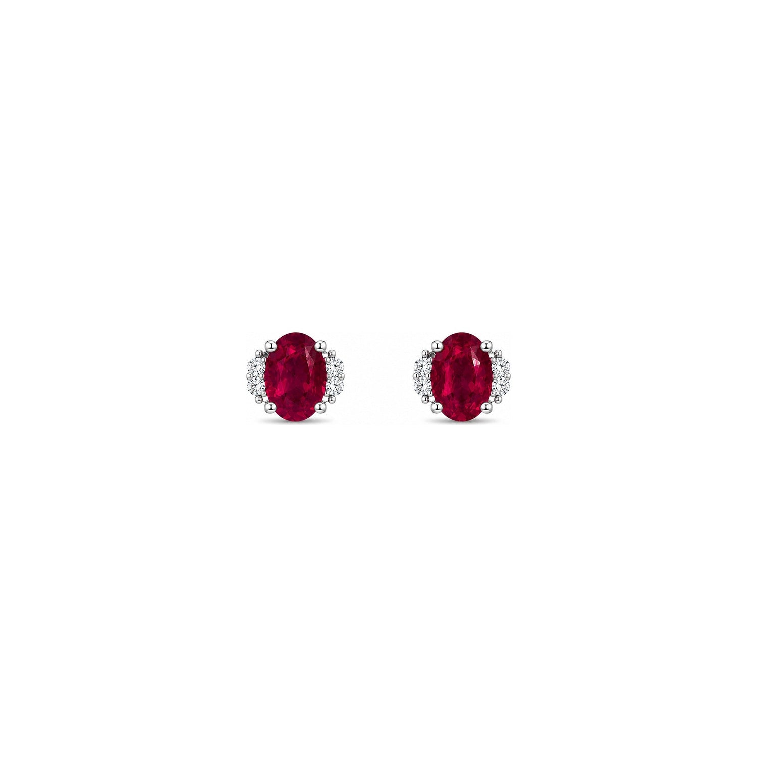 Orecchini Oro Bianco Rubino Naturale 0.05ct