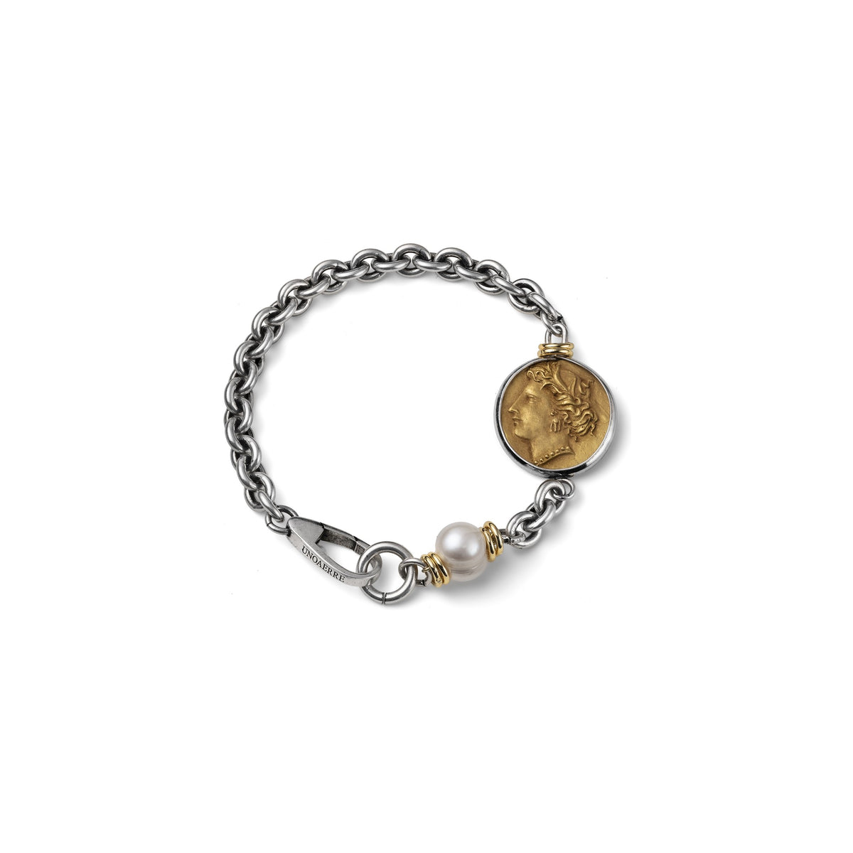 Bracciale Argentato con Medaglia Greca Bronzo Unoaerre