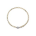 Collana in Catena Forzatina Dorata e Zirconi Bronzo Unoaerre