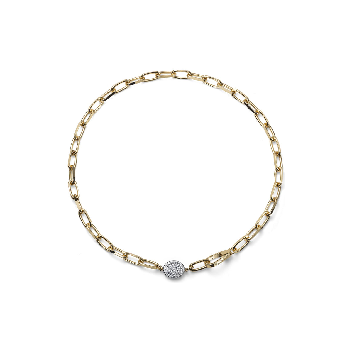 Collana in Catena Forzatina Dorata e Zirconi Bronzo Unoaerre