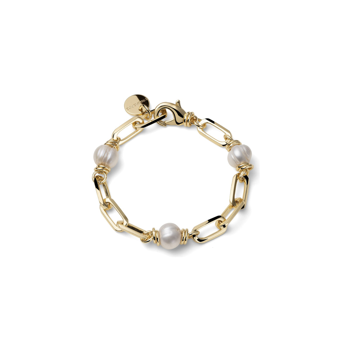 Bracciale Catena Dorata con Perle Bronzo Unoaerre