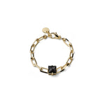 Bracciale Catena Dorata e Cristallo Nero Bronzo Unoaerre