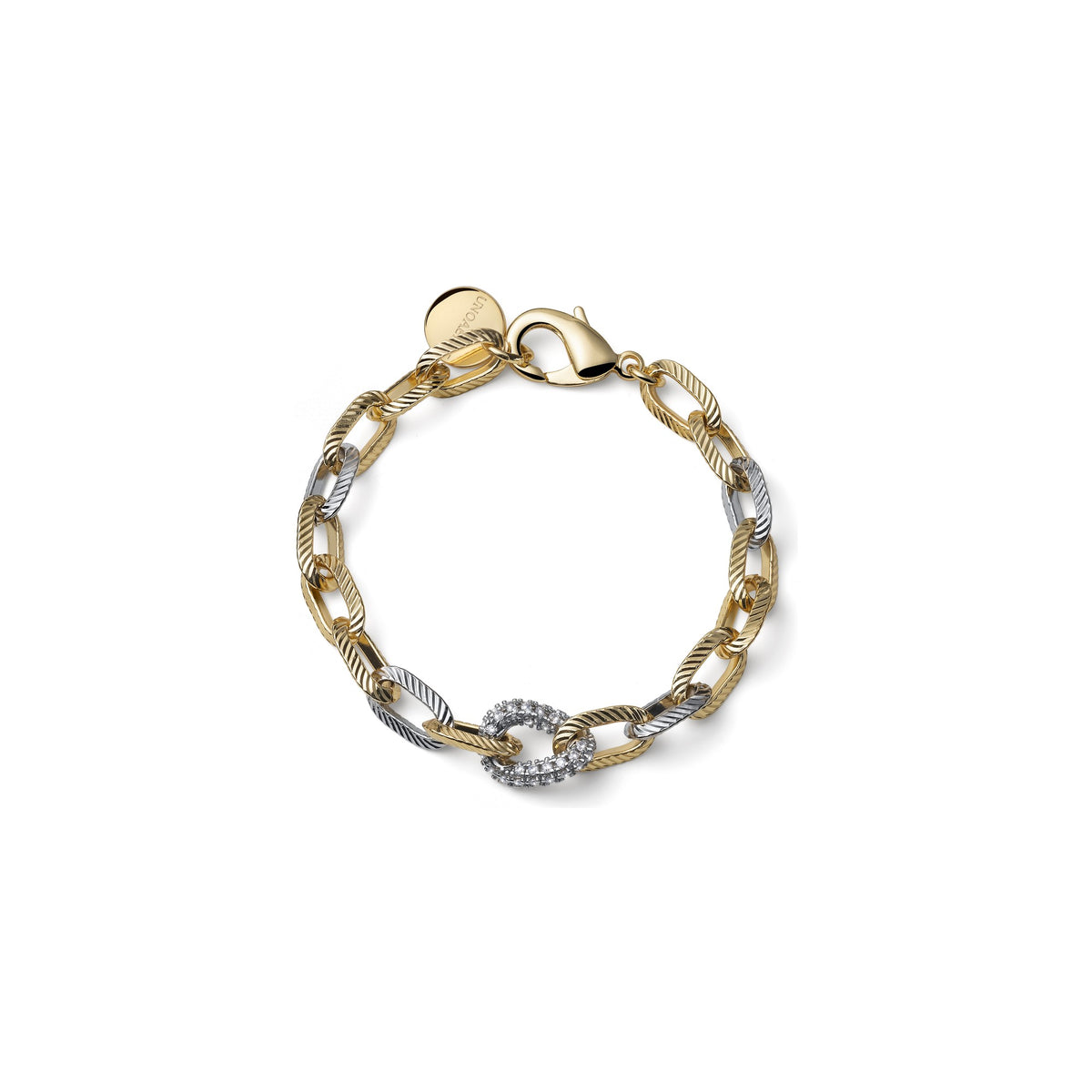 Bracciale Catena Bicolore con Zirconi Bronzo Unoaerre