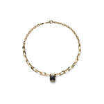 Collana in Catena Dorata e Cristallo Nero Bronzo Unoaerre