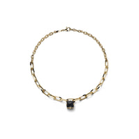 Collar de Cadena Dorada y Cristal Negro Bronce Unoaerre
