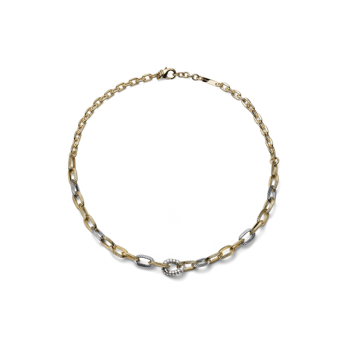Collana Catena Bicolore e Zirconi Bronzo Unoaerre