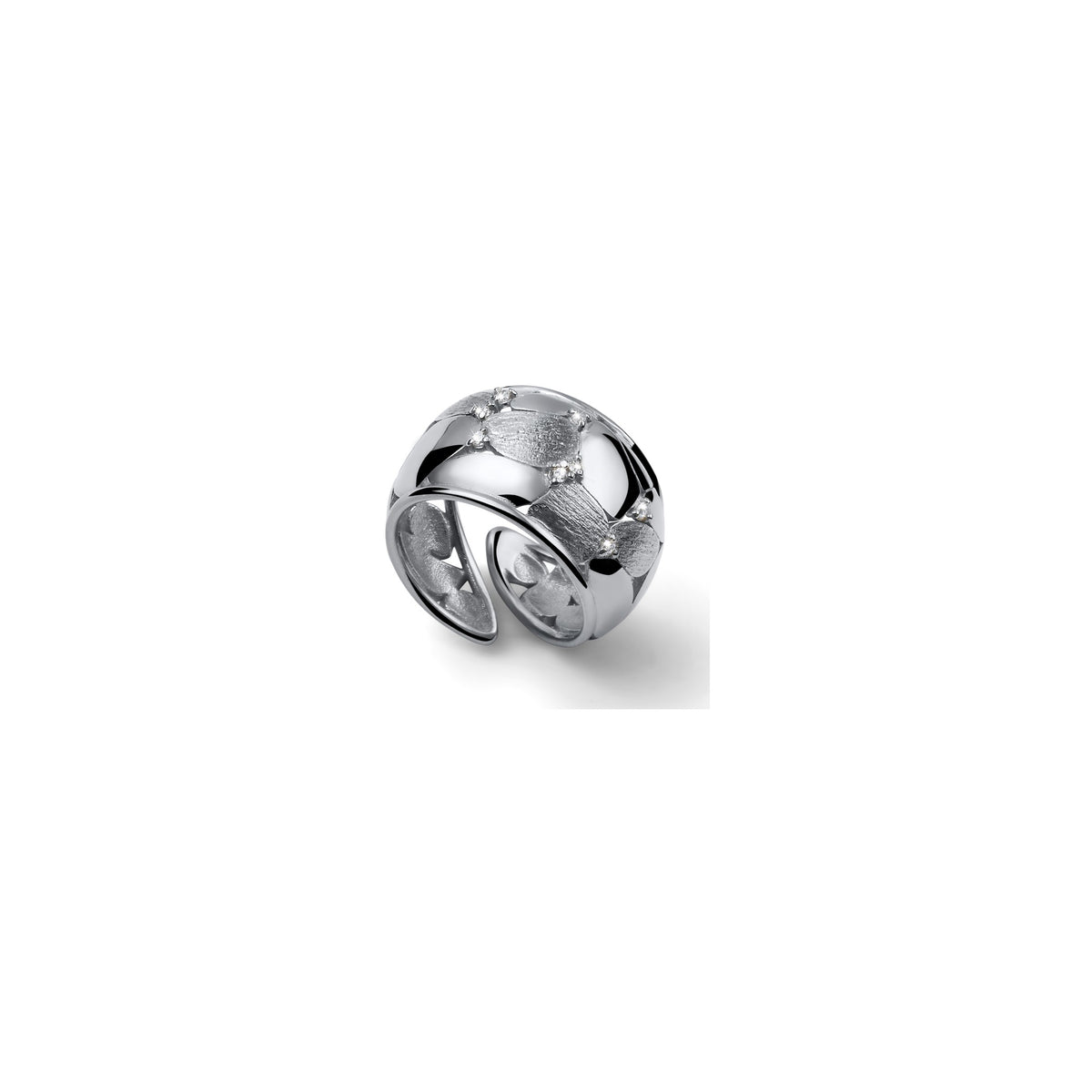 Anello Boule in Argento con Zirconi Unoaerre
