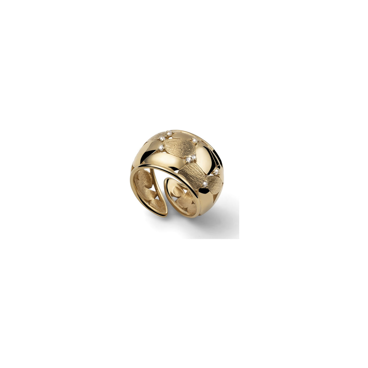 Anello Boule in Argento Dorato con Zirconi Unoaerre