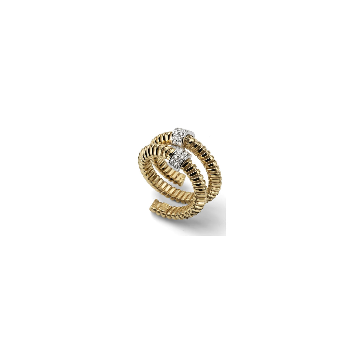 Anello Premium in Argento Dorato e Pavé Unoaerre