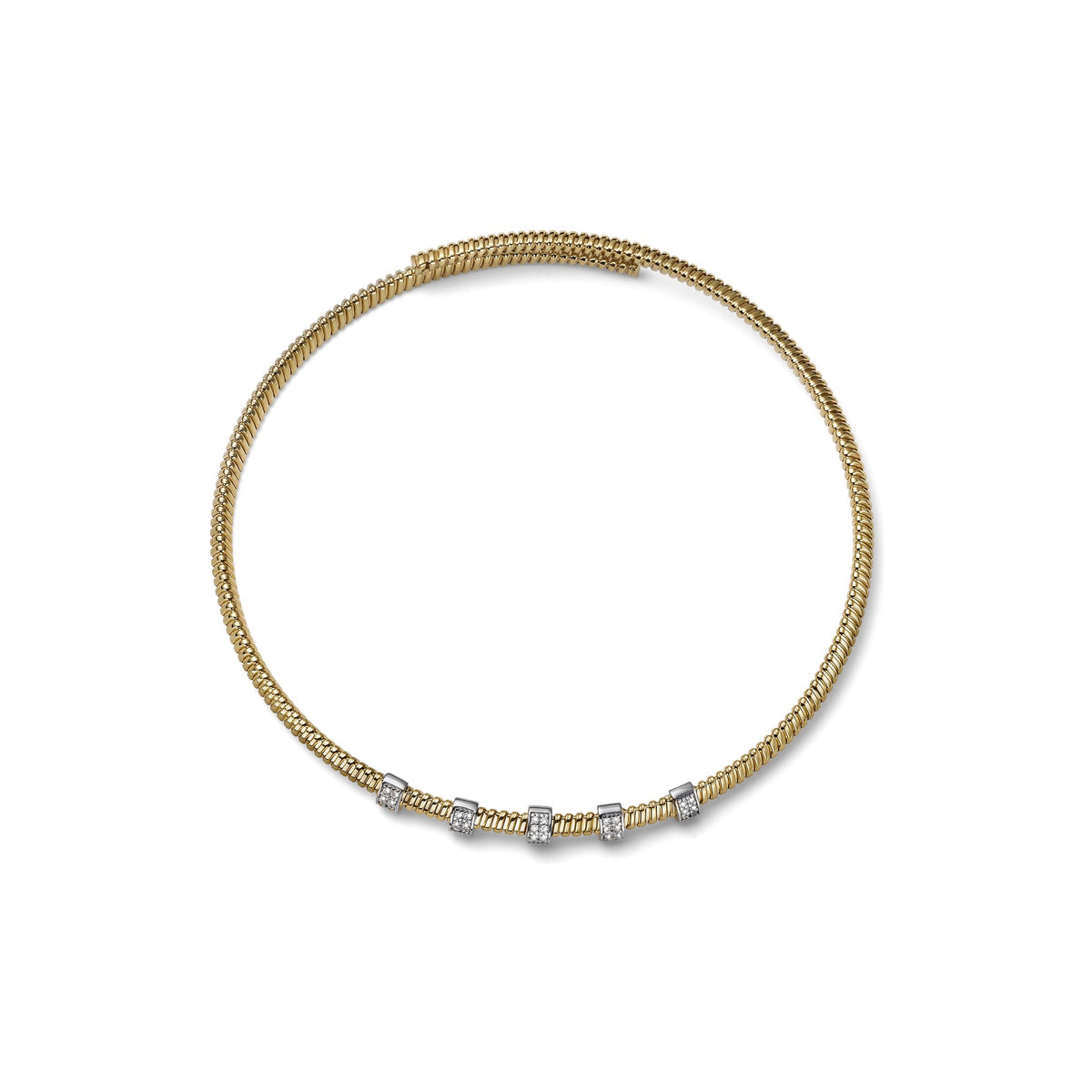 Collana Rigida Premium in Argento Dorato e Pavé Unoaerre