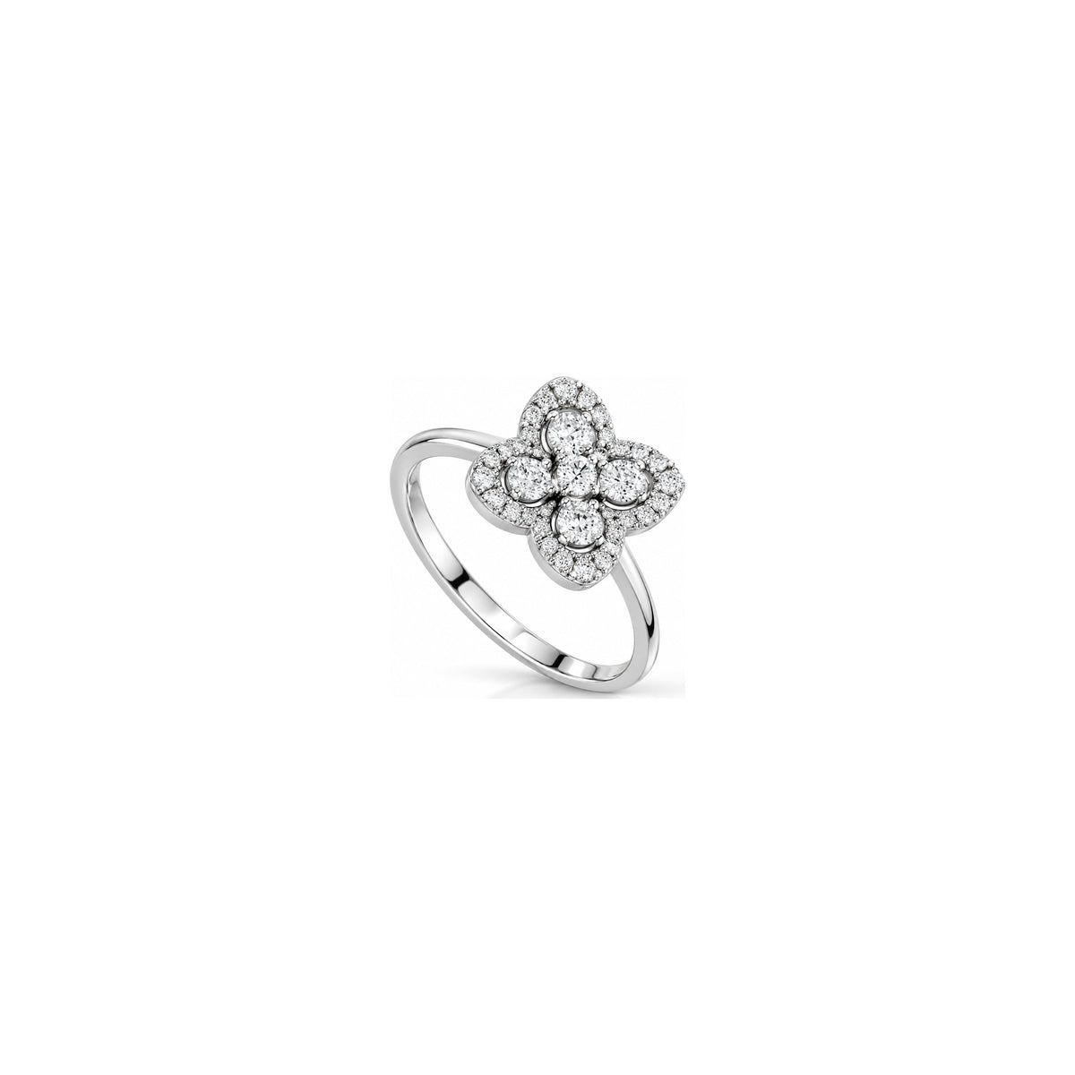 Anillo Gaia con diamantes naturales de oro blanco de 18 kt AuriA
