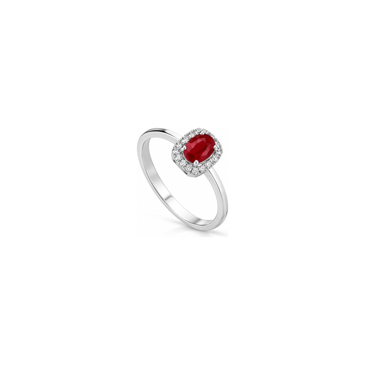 Anillo Rhea Color con Diamantes Naturales y Rubí Oro Blanco 18kt AuriA