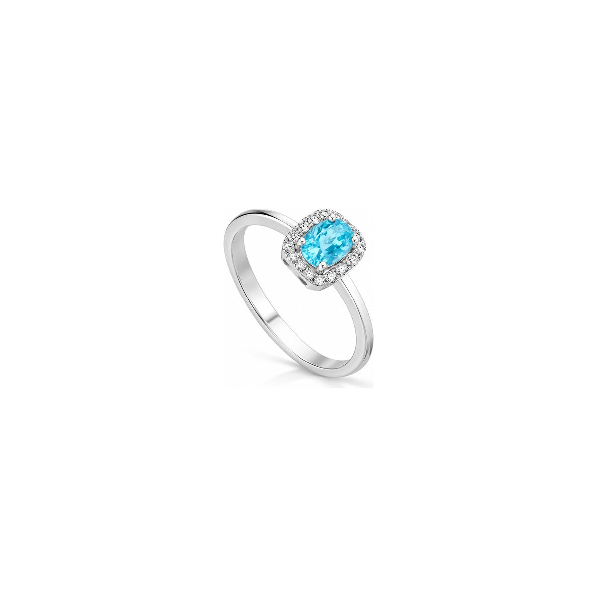 Anillo Rhea Color con Diamantes Naturales y Aguamarina Oro Blanco 18kt AuriA