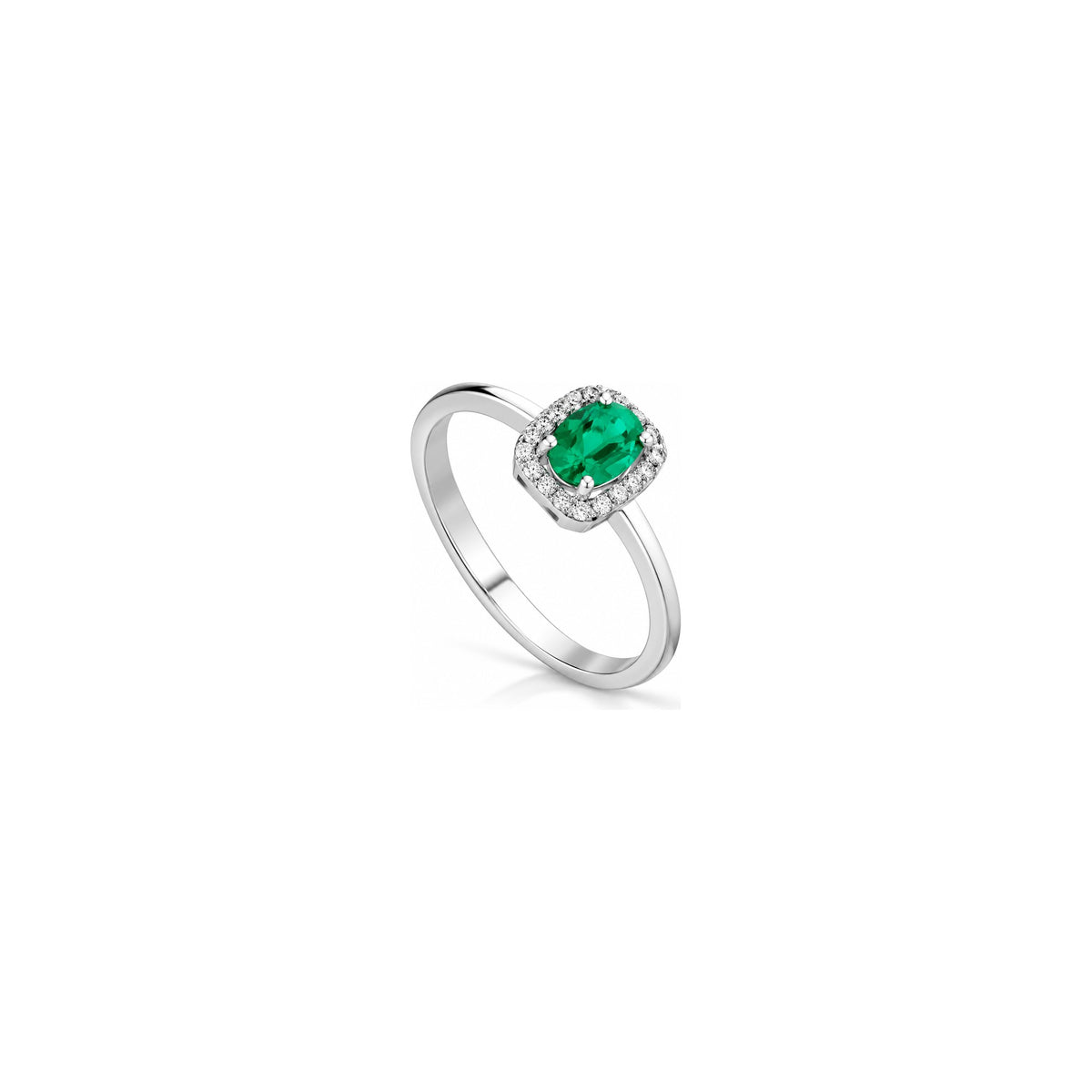 Anillo Rhea Color con Diamantes Naturales y Esmeralda Oro Blanco 18kt AuriA