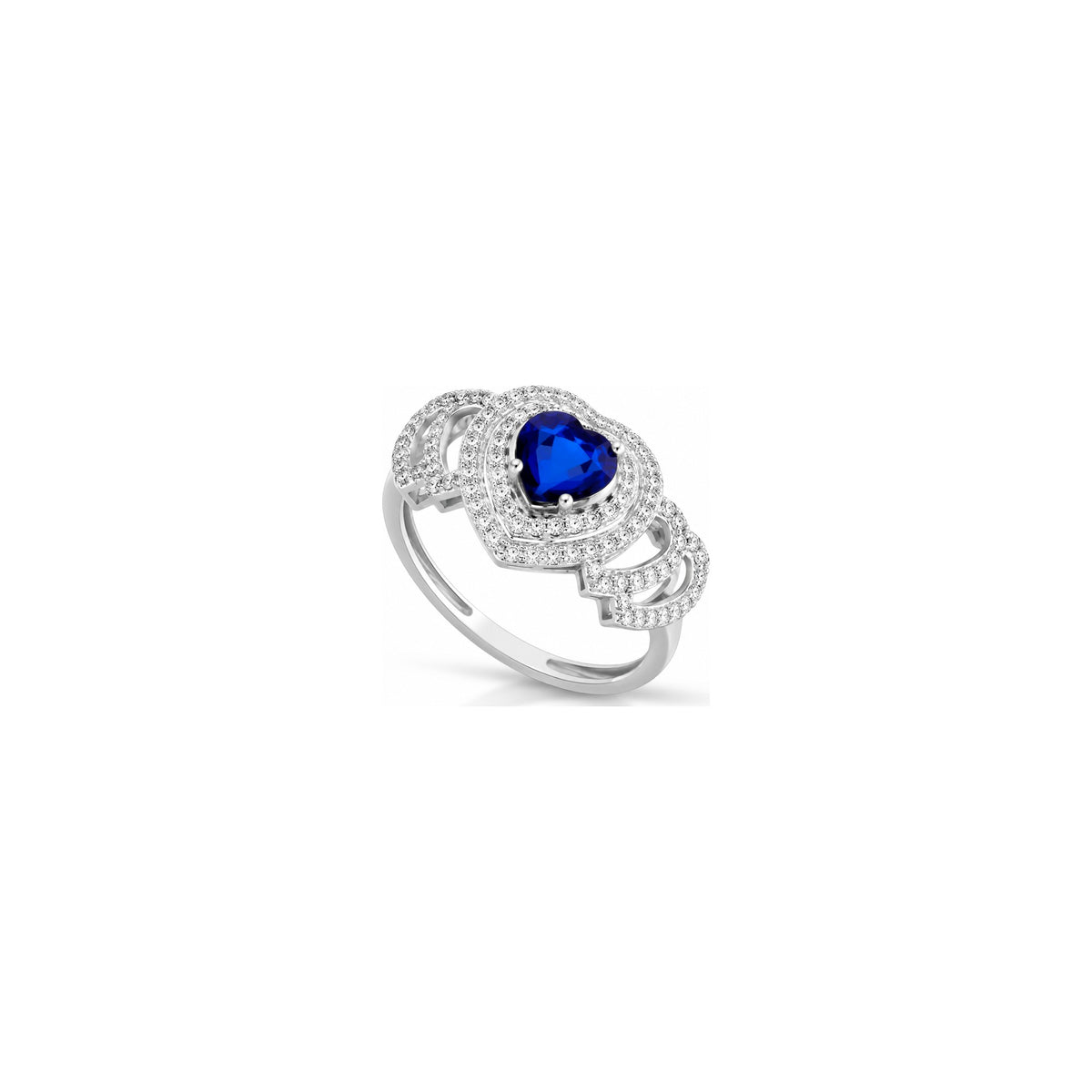 Anillo Lolita con Diamantes Naturales y Zafiro Oro Blanco 18kt AuriA