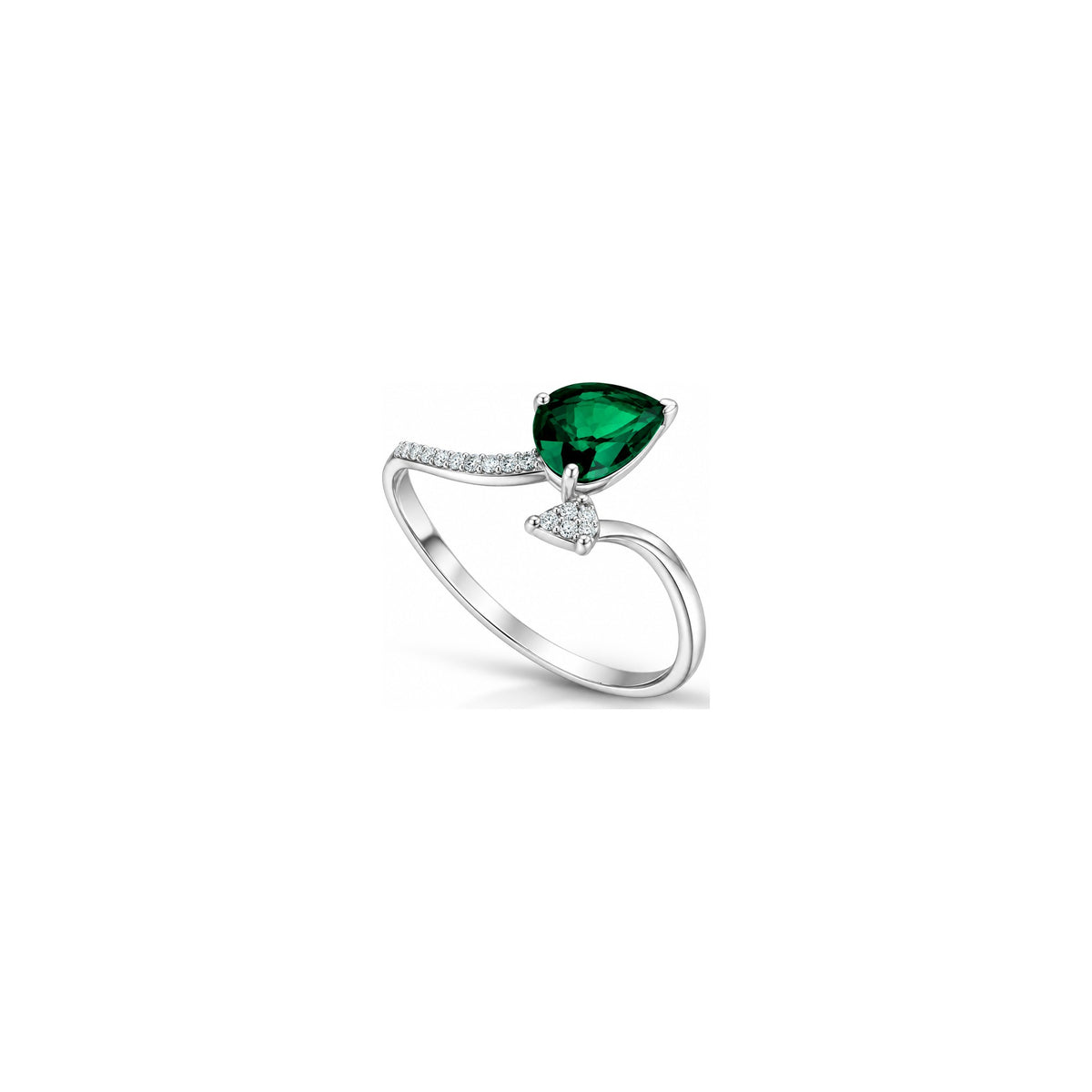 Anello Viper con Diamanti Naturali e Smeraldo Oro Bianco 18kt AuriA