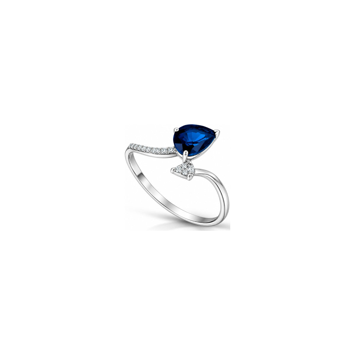 Anello Viper con Diamanti Naturali e Zaffiro Oro Bianco 18kt AuriA