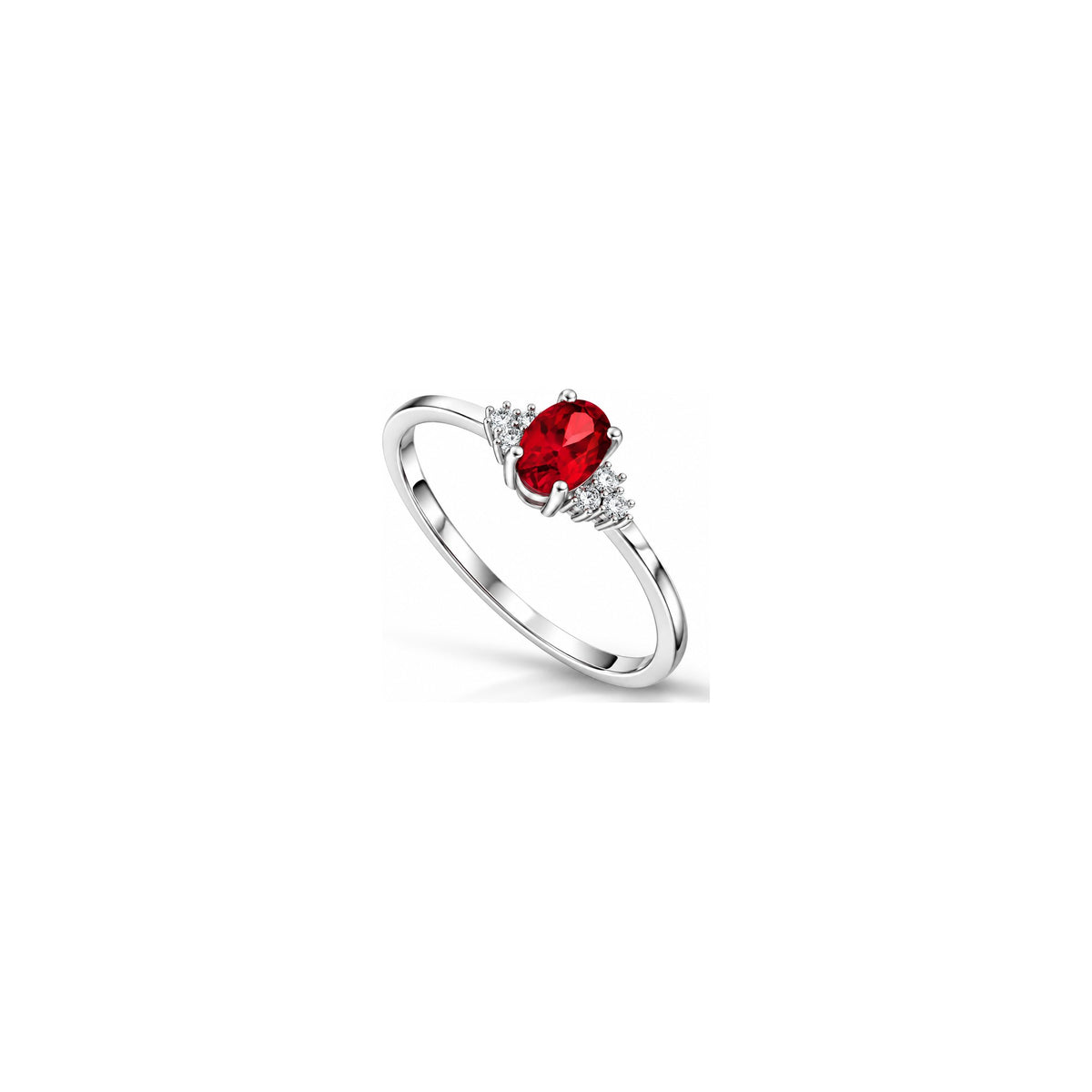 Anello Small 6G-3P con Diamanti Naturali e Rubino Oro Bianco 18kt AuriA