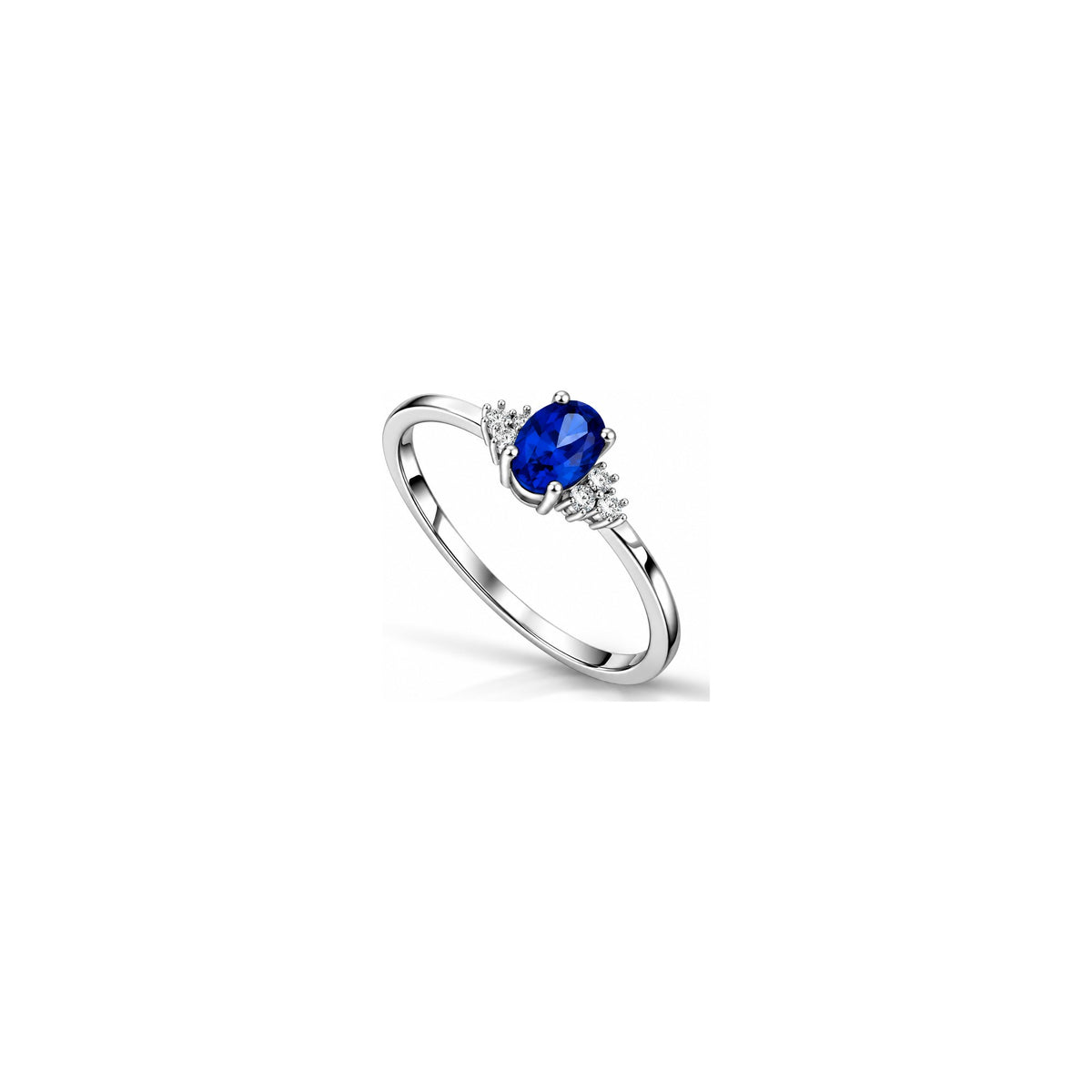 Anello Small 6G-3P con Diamanti Naturali e Zaffiro Oro Bianco 18kt AuriA