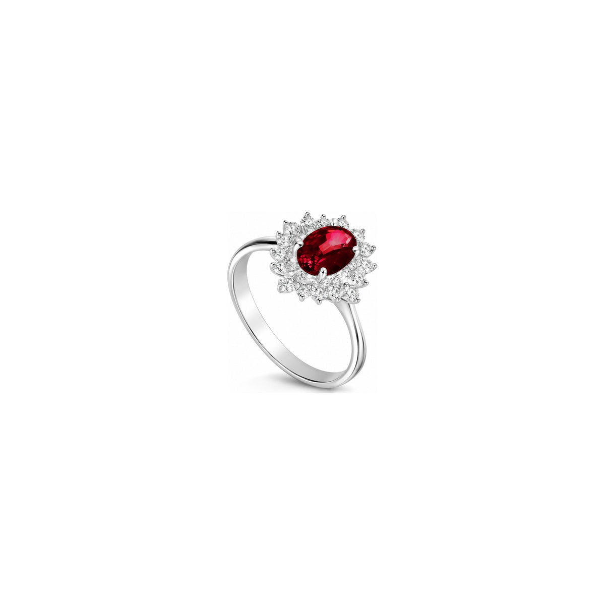 Anello Sirio con Diamanti Naturali e Rubino Oro Bianco 18kt AuriA
