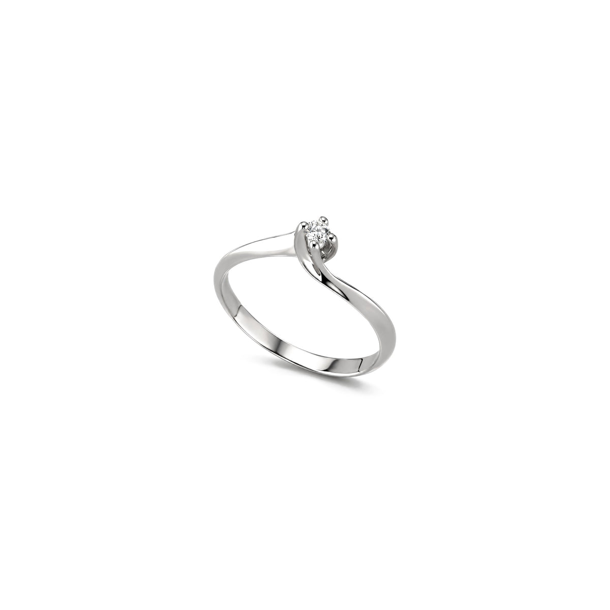 AuriA 18kt White Gold Solitaire Ring with Natural Diamonds