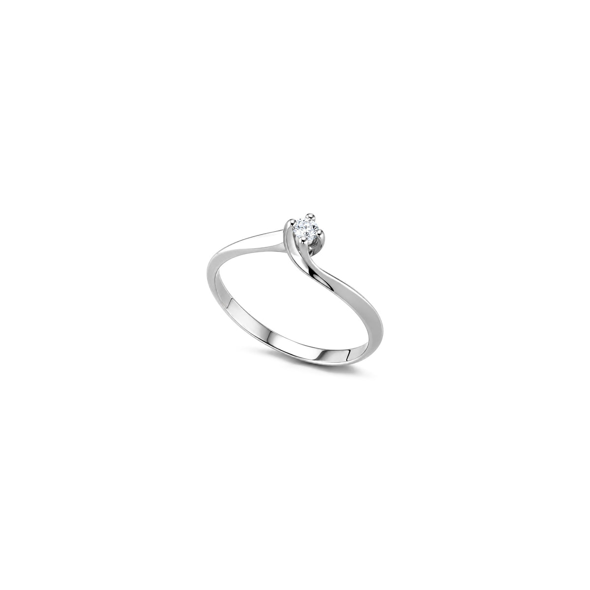 AuriA 18kt White Gold Solitaire Ring with Natural Diamonds