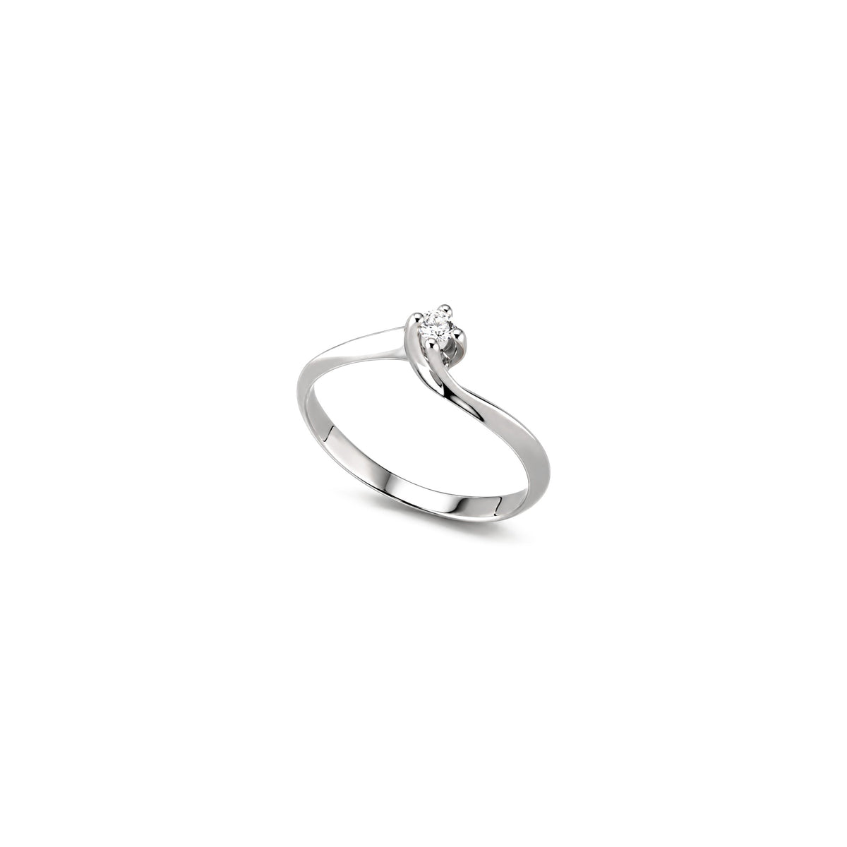 AuriA 18kt White Gold Solitaire Ring with Natural Diamonds